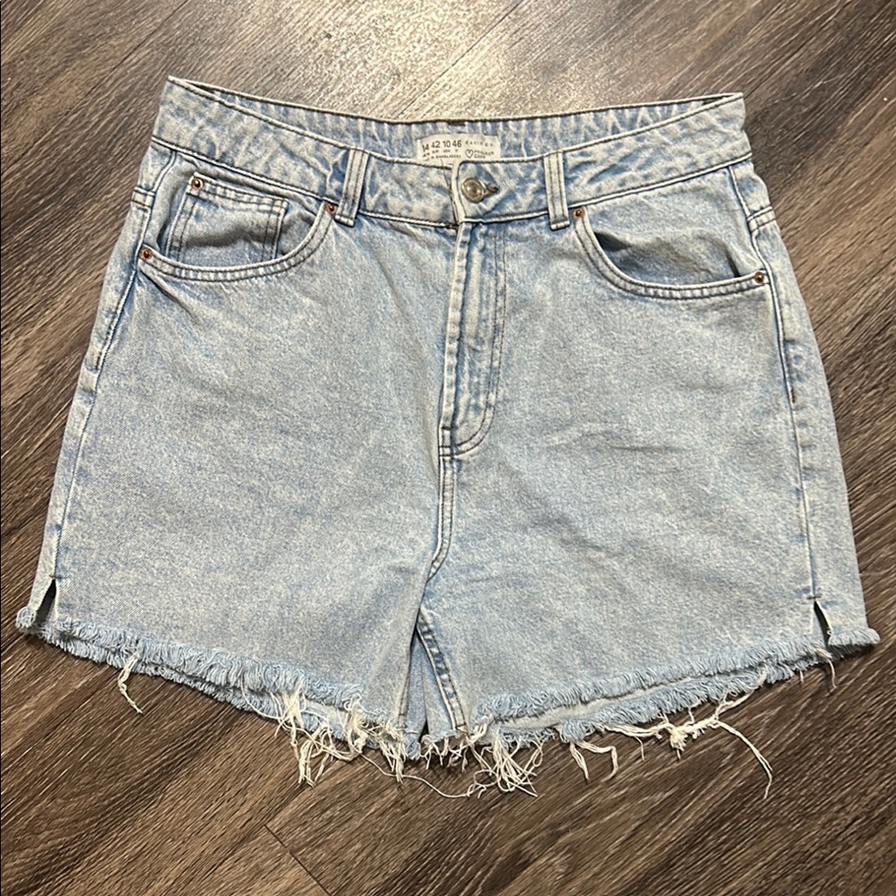 High- Waisted Blue Jean Cut-Off Distressed Shorts